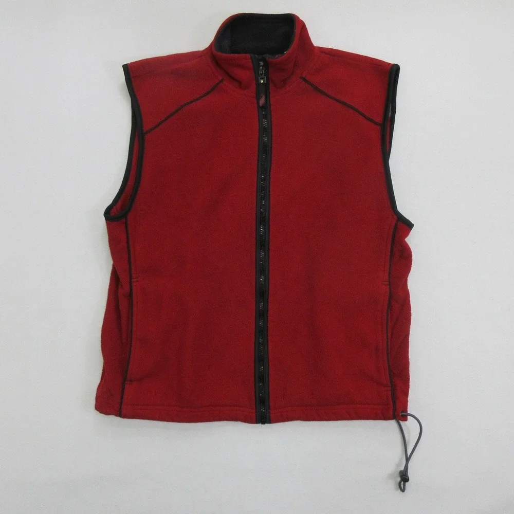 IZOD PerformX Men's Fleece Full Zip Vest Size M Red Performance PFX Stand Collar